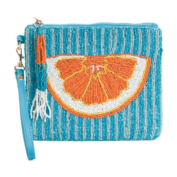 SINCERELY JULES Orange Citrus Beaded Wristlet Pouch - VIRAL TIKTOK - NIB - Picture 4 of 4